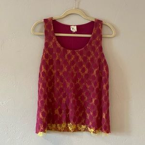 Anthropologie Lace Overlay Tank Top